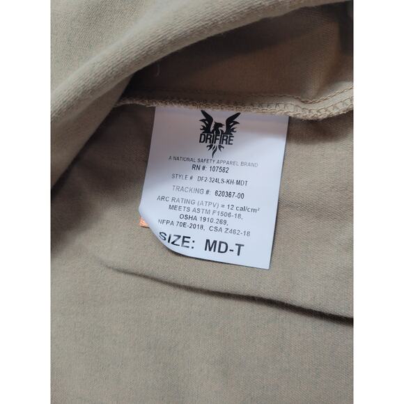 Drifire CAT2 Flame Resistant Utility Shirt Mens MD-T Medium Tall Brown Khaki - Picture 6 of 9